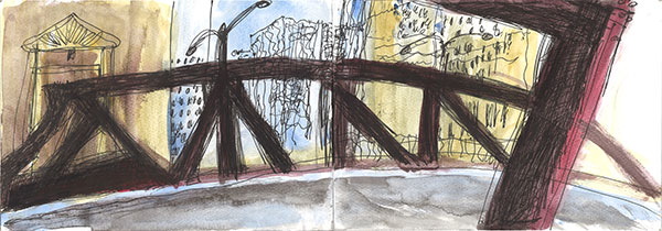 Oxblood Red Girders a Walk Over the River